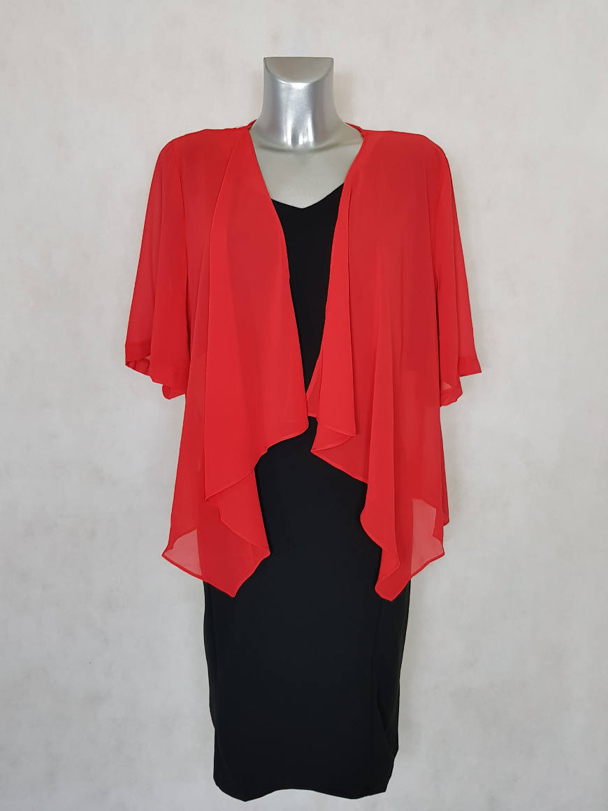 boléro femme grande taille en voile rouge Aux caprices de madeleine