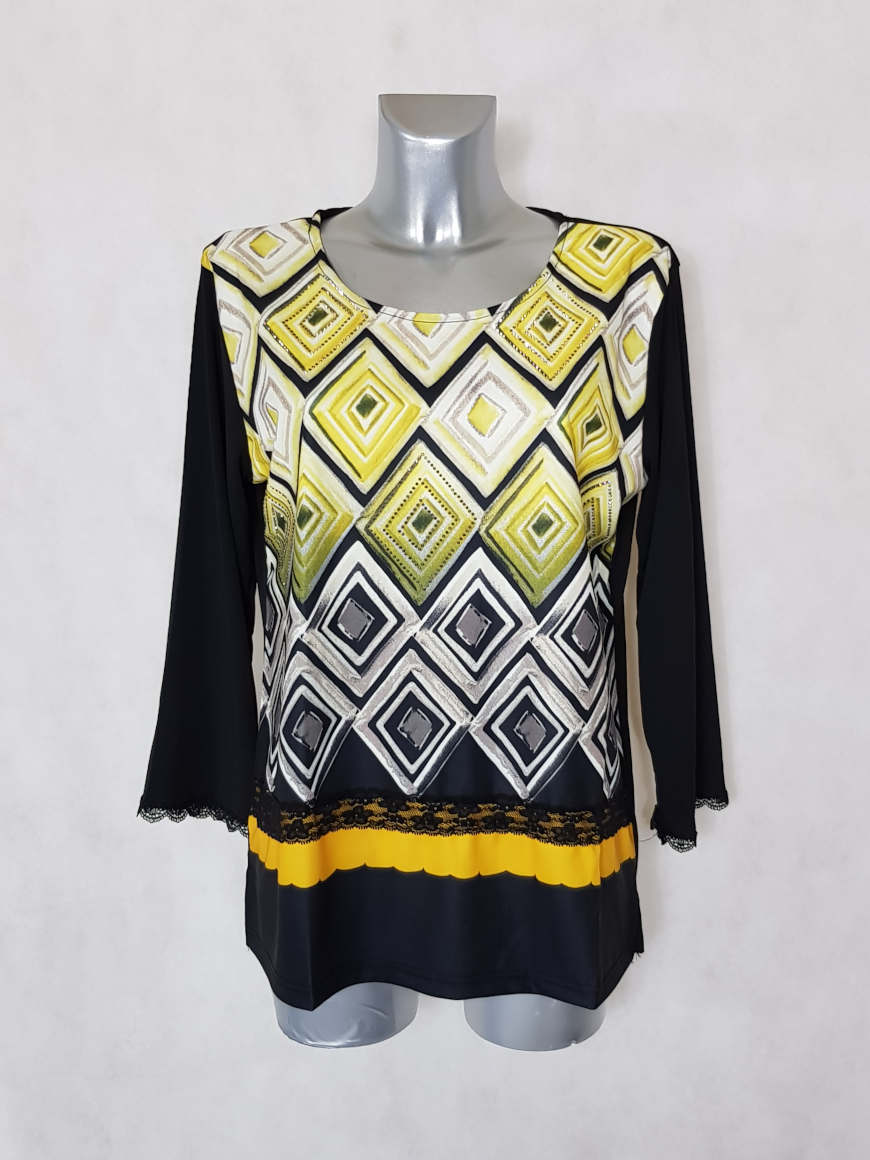 Tunique Femme Ronde Motif Azteque Jaune Aux Caprices De Madeleine