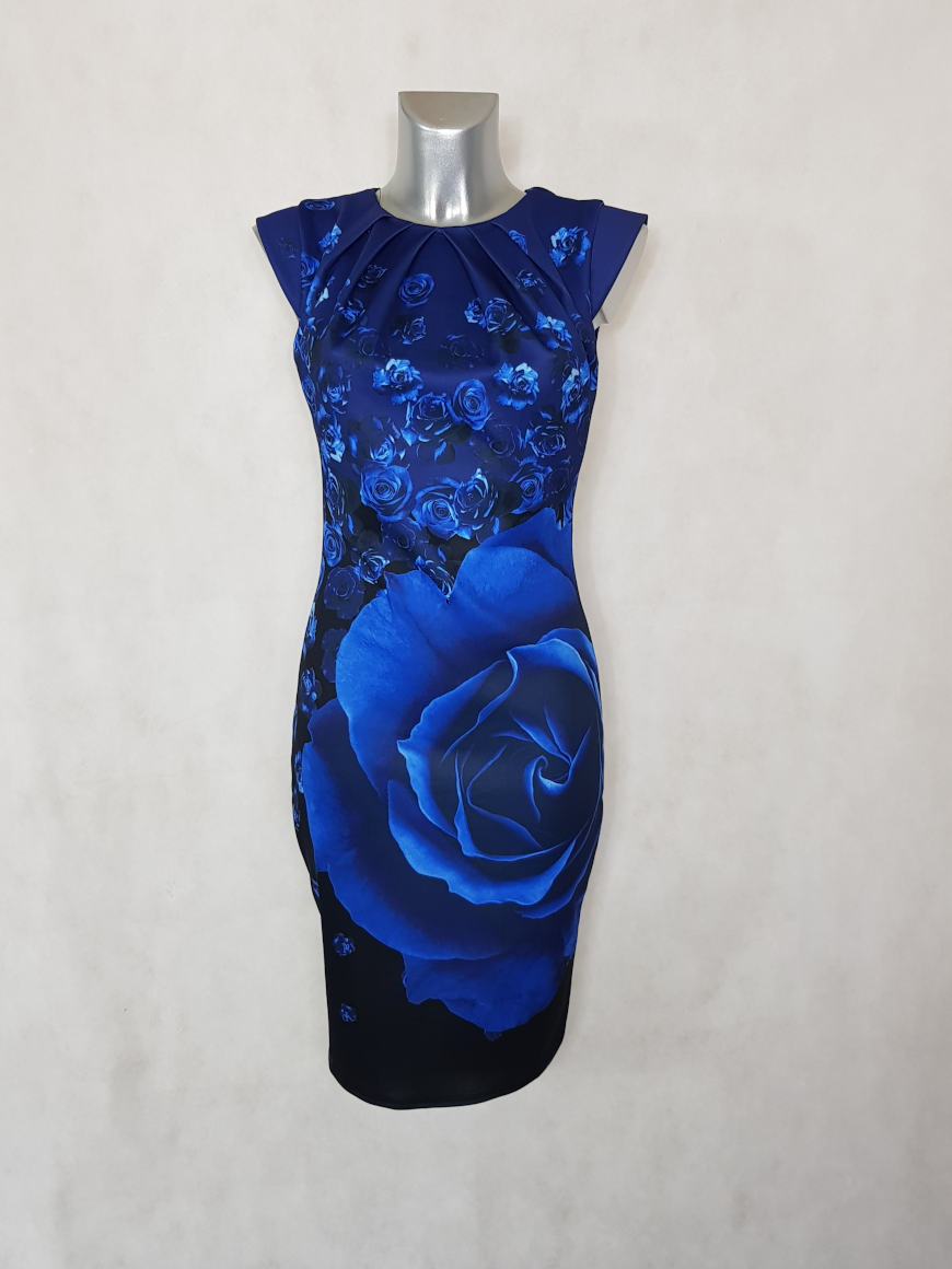 robe fourreau bleu roi