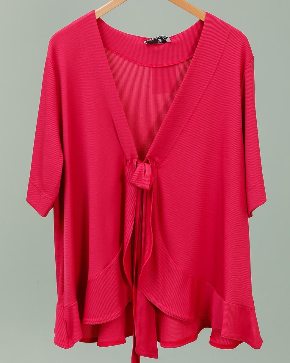 Boléro à manches courte fuschia | gilet pour femme grande taille