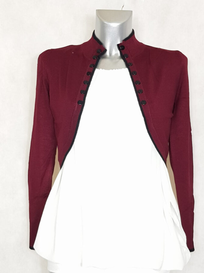 Gilet maille bordeaux – Image 2