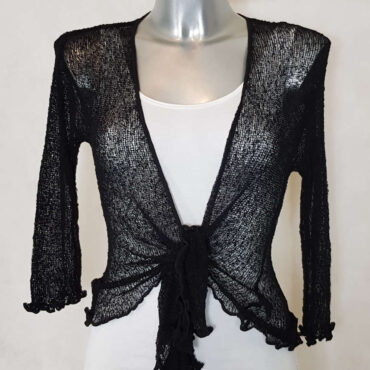 bolero femme noir ajouré manches courtes à nouer.