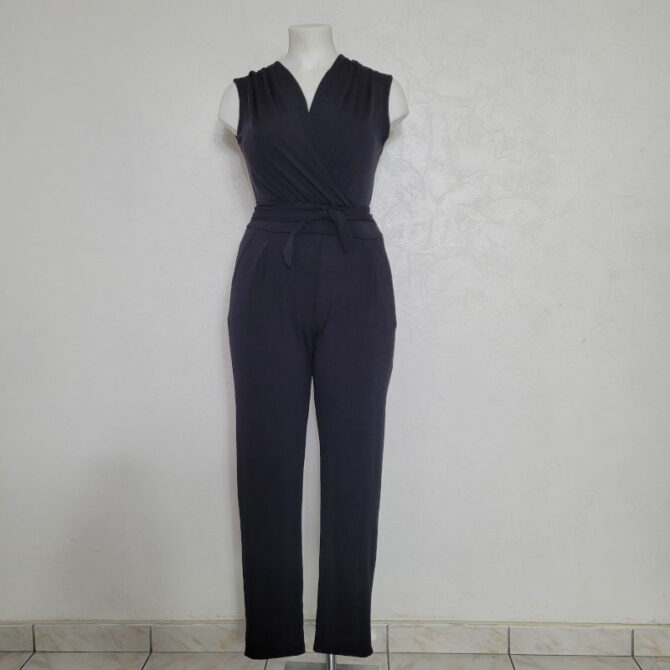 Combinaison noire femme chic Combinaison noir fashion femme col cache-cœur » tenu habillé​