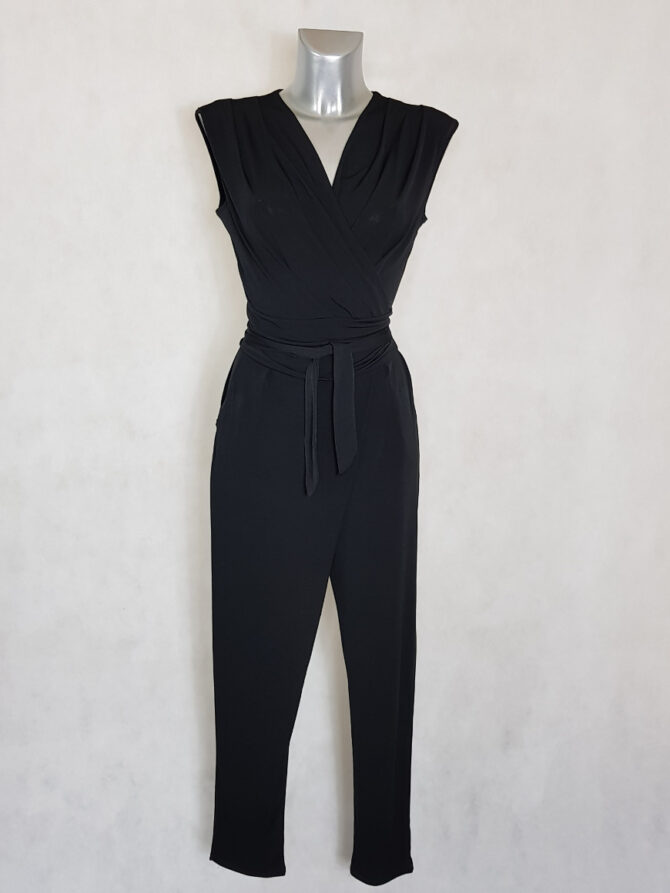 Combinaison noire femme chic Combinaison noir fashion femme col cache-cœur » tenu habillé​