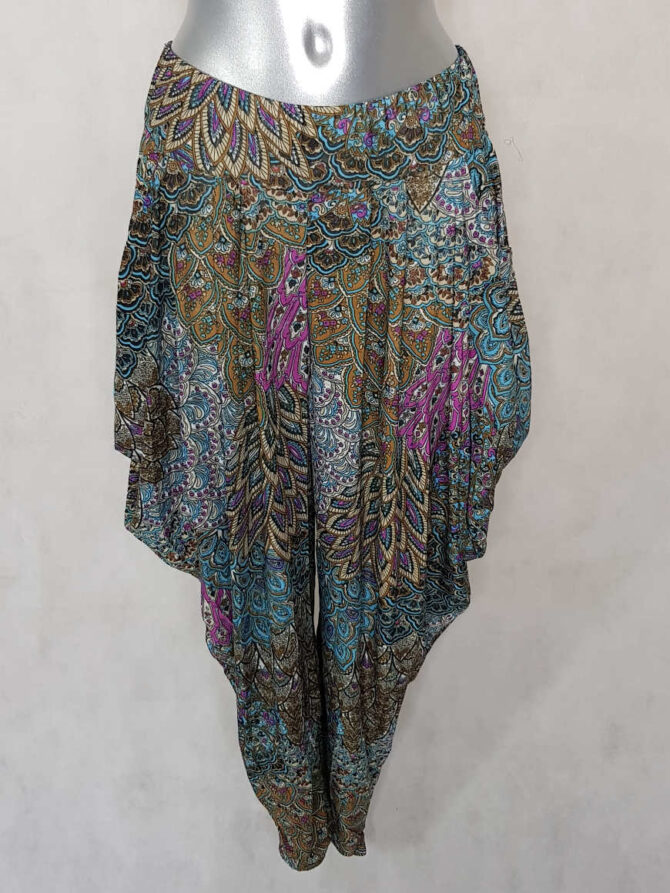 sarouel femme tendance ethnique décontracté ceinture élastique et taille haute motif aztèque.