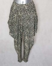 pantalon sarouel femme imprimé animal beige avec taille haute élastiquée