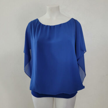 tunique grande taille chic en voile bleu roi manches courte parfaite pour cacher le ventre