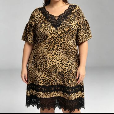 robe amincissante genoux femme ronde motif leopard