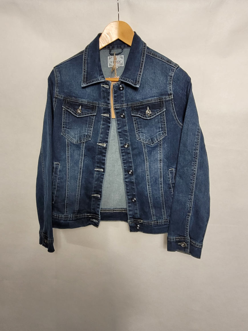Veste femme courte ajustée en jeans bleu délavé Caprices de