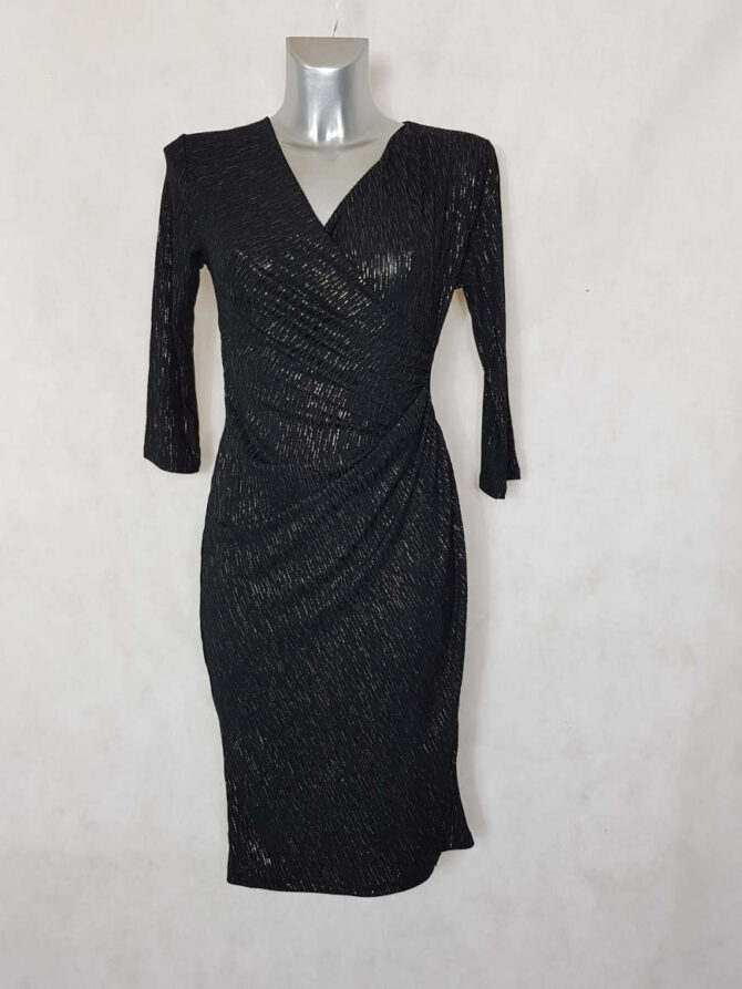 Robe drapée fluide noir – Image 3