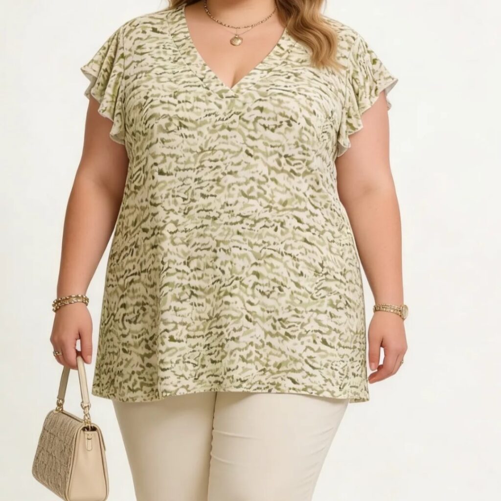 Grande taille tunique Fluide d'Été manches courtes