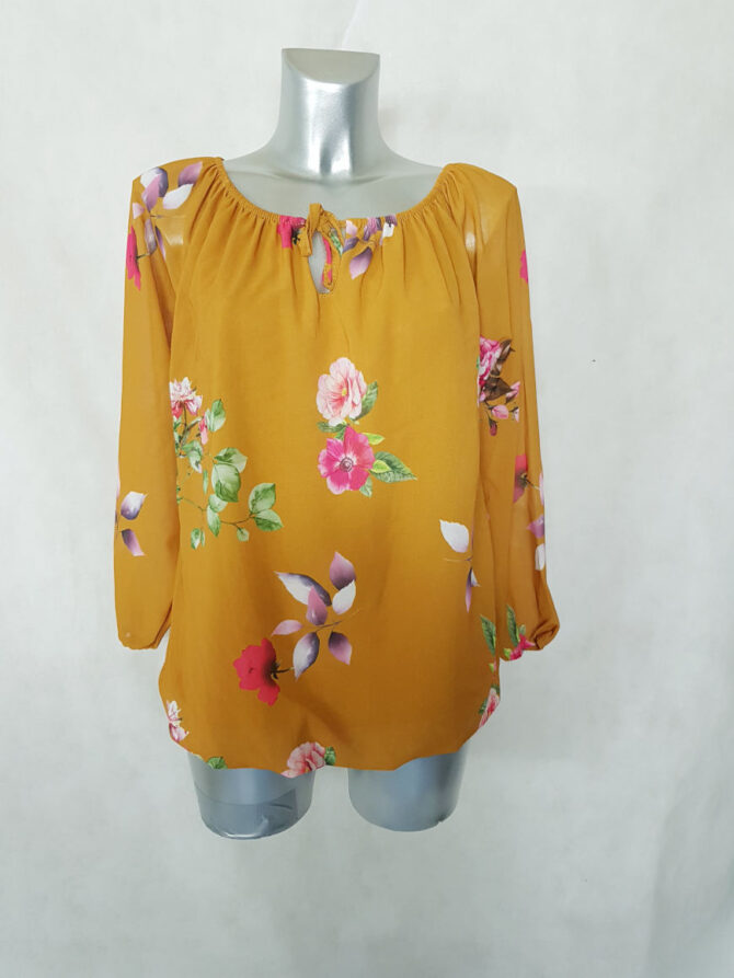Haut en voile​ floral ocre – Image 3