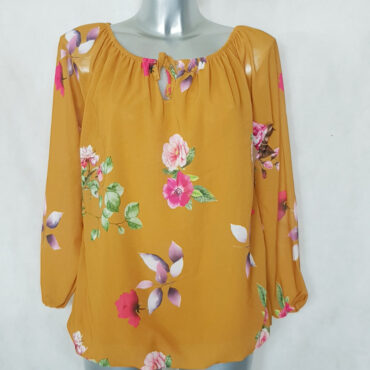 Haut floral femme chic base élastique à manches