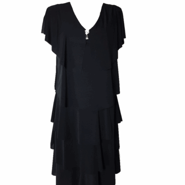 robe mi longue ceremonie noir | a volant amincissante