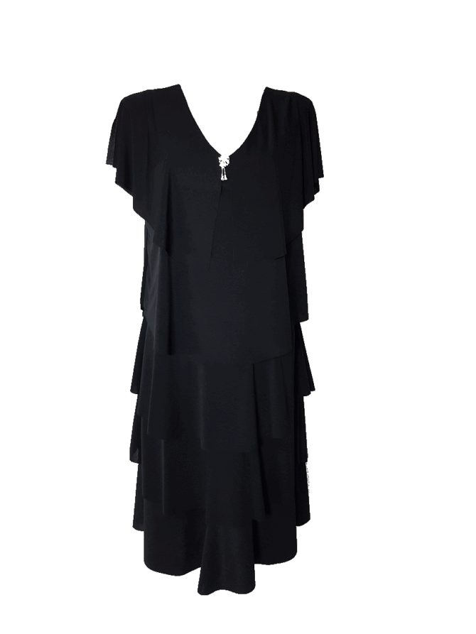 robe mi longue ceremonie noir | a volant amincissante