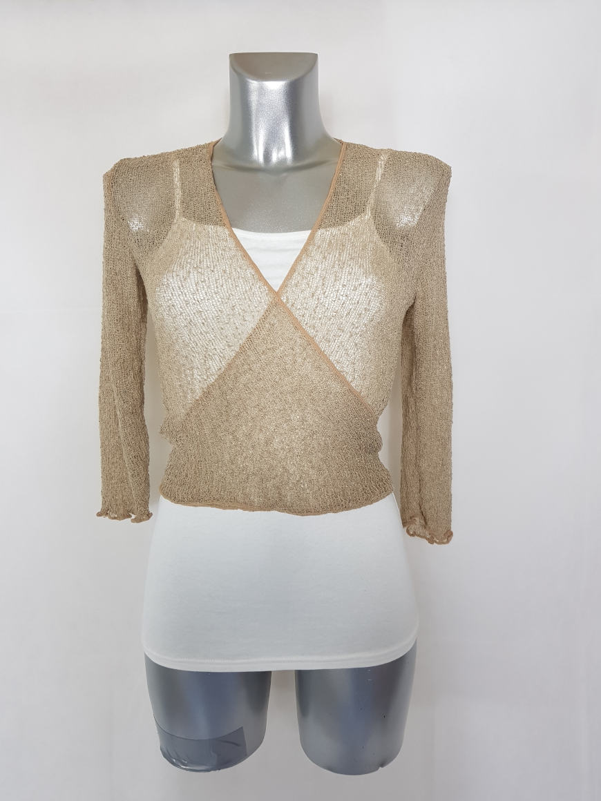 Gilet court boléro tricot femme manches courtes - Caprices ...