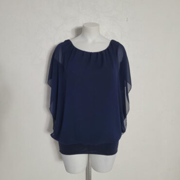 tunique chic femme Tunique pour soirée femme manches courtes.Blouse chic femme ronde voile marine à manches base élastique | collection madeleine