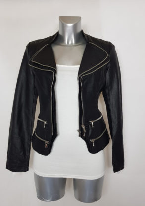 Blouson perfecto femme ajusté similicuir noir