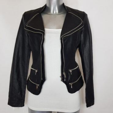 perfecto femme simili cuir noir ajusté