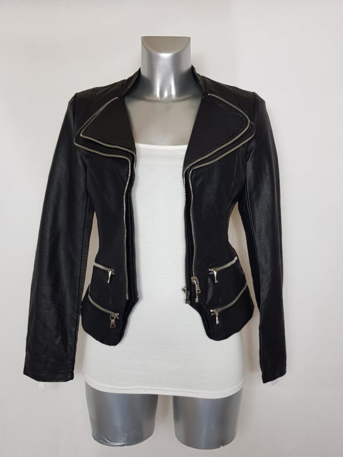 perfecto femme simili cuir noir ajusté