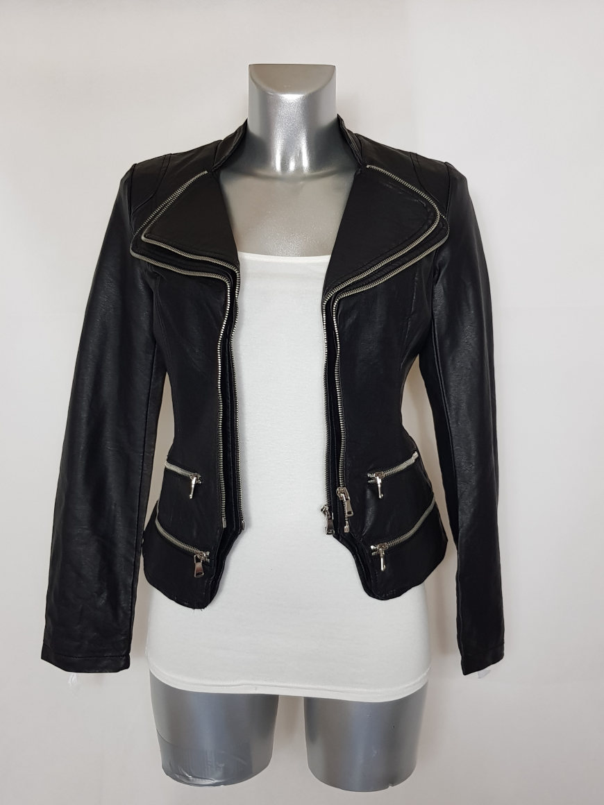 Veste esprit perfecto cintrée noir femme