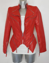 Blouson perfecto femme ajusté similicuir rouge