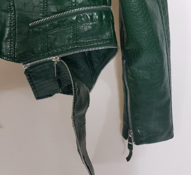 blouson perfecto femme vert – Image 4