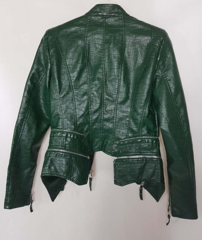 blouson perfecto femme vert – Image 3