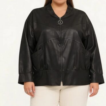 perfecto femme grande taille simili cuir noir ajusté