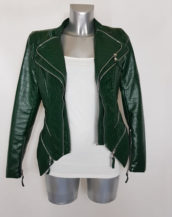 Veste perfecto femme courte cintrée similicuir vert