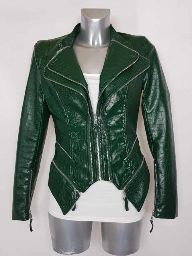 blouson perfecto femme vert – Image 2