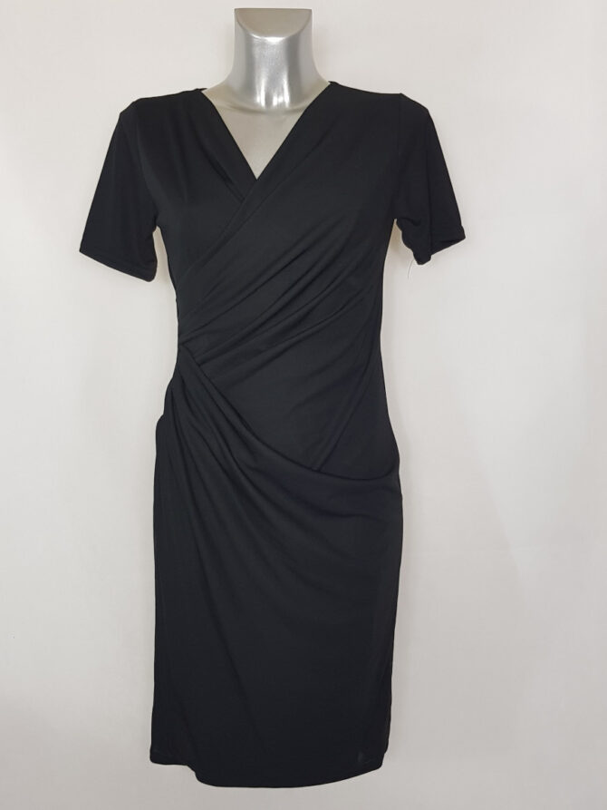 Robe noir droite cocktail portefeuille femme ronde