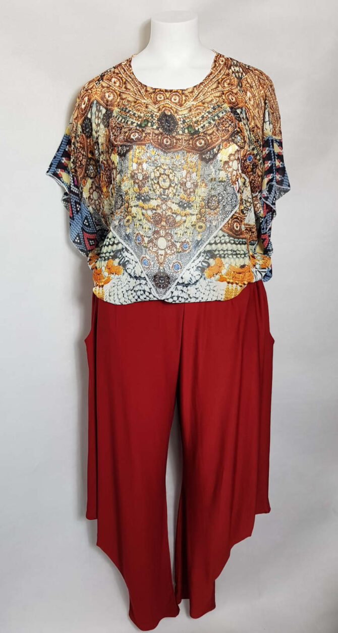 ensemble Sarouel femme grande taille rouge