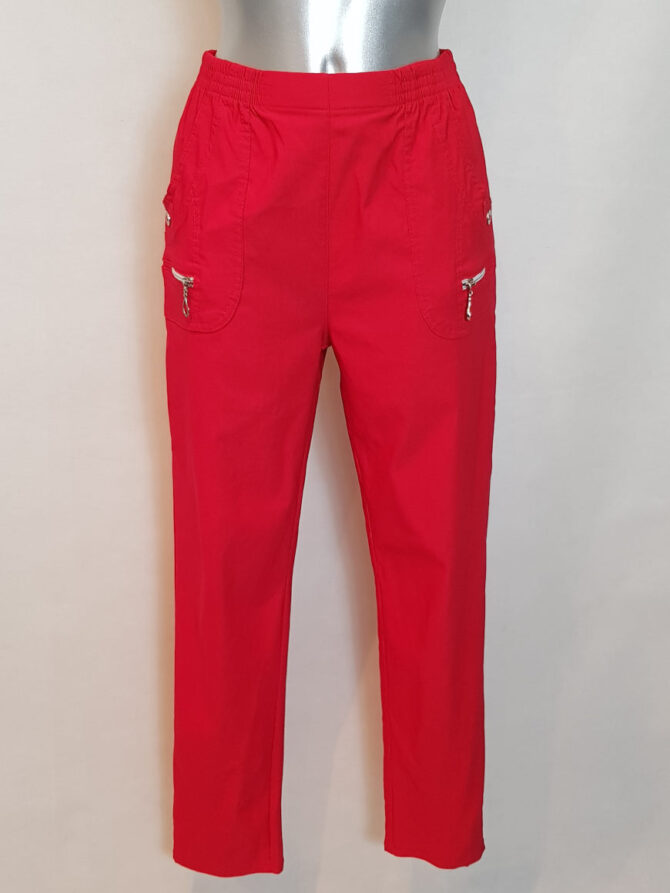Pantalon femme grande taille chic extensible couleur rouge confortable pour femme âgée