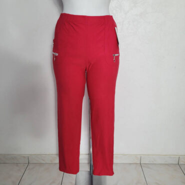 Pantalon femme grande taille chic extensible couleur rouge confortable pour femme âgée | vetements femmes seniors