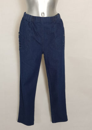 Pantalon jeans bleu femme ronde taille élastique