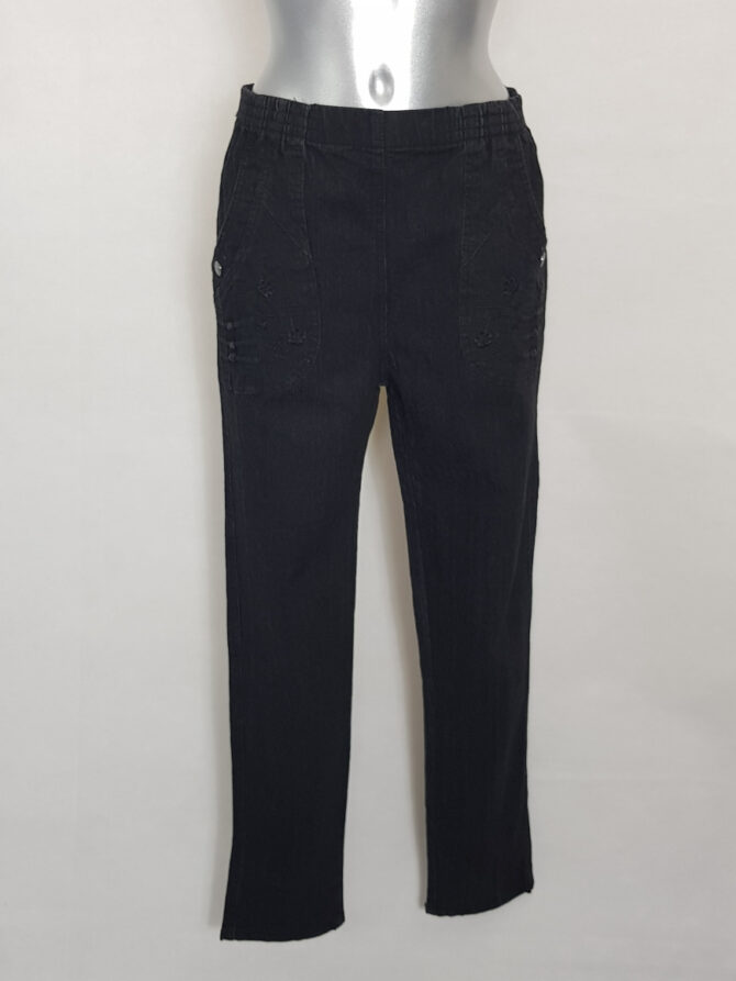 pantalon jean noir taille haute Extensible et tres confortable pour seniors femme