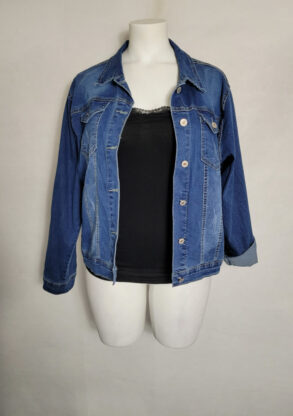 Veste en jeans courte droite femme grande taille