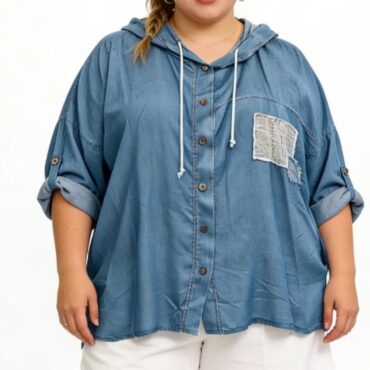 veste en jean pour les femmes rondes avec capuche