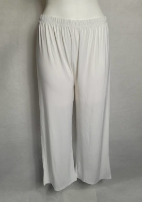 Pantalon large blanc femme ronde taille élastique