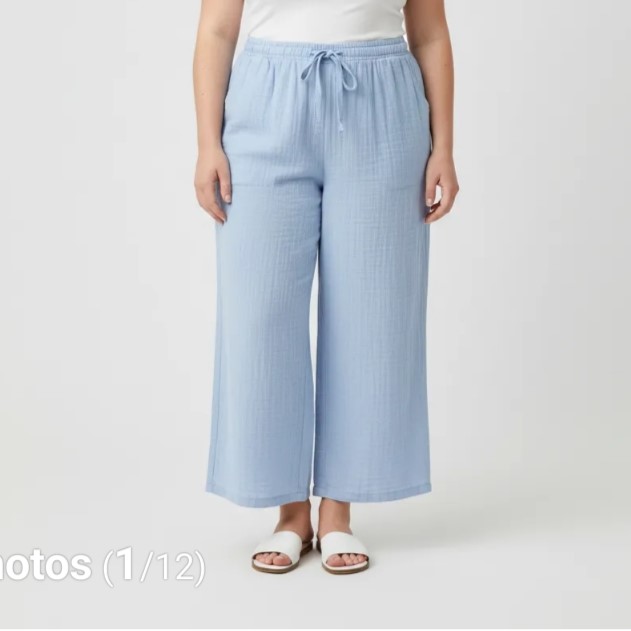 Pantalon large femme grande taille avec ceinture elastique et lacet