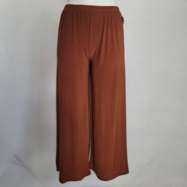 Pantalon fluide grande taille femme taille élastiquée;Pantalon large mode femme ronde taille élastique couleur rouille uni