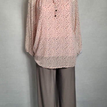 Pantalon femme large taille haute et tunique voile grande taille