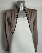 veste boléro femme chic taupe liseré noir