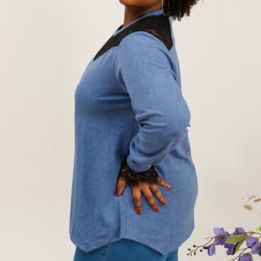 pull sweat en maille fine femme avec manches longues et col pour ronde jusqu'au 58