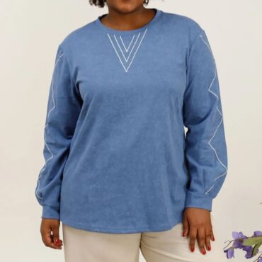 pull sweat en maille fine femme avec manches longues et col rond