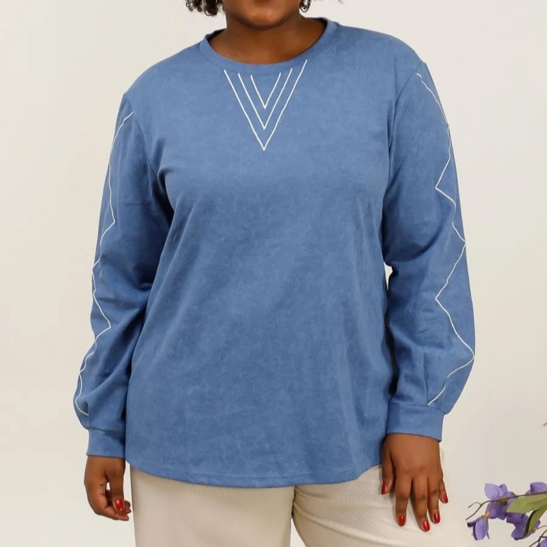 pull sweat en maille fine femme avec manches longues et col rond