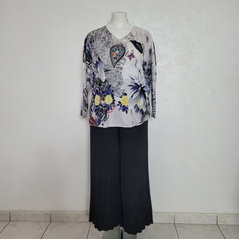 ideee look pull en maille fine femme et panalon jupe laine