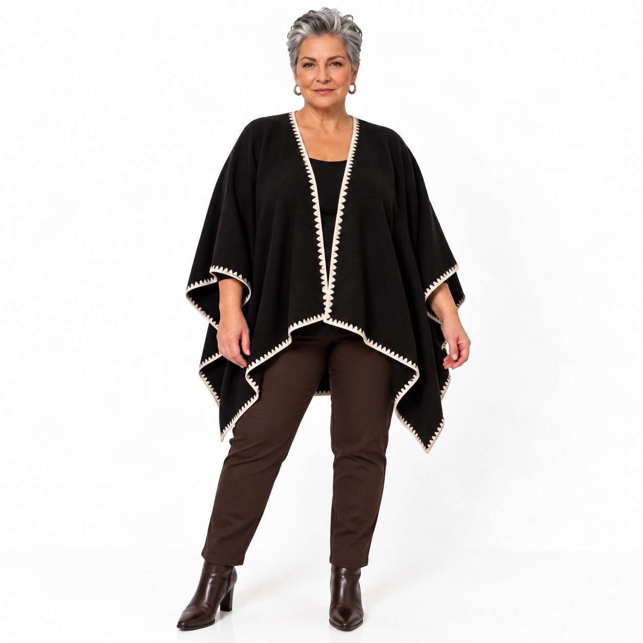 cape femme grande taille noir blanc