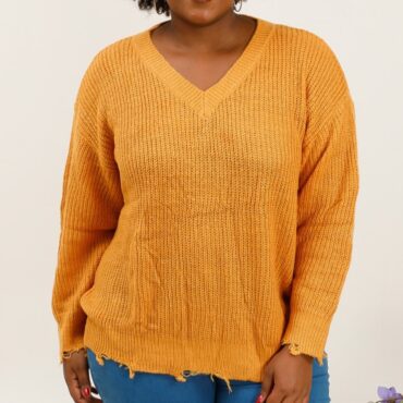 pull grosse maille laine femme ronde épais chaud oversize col V